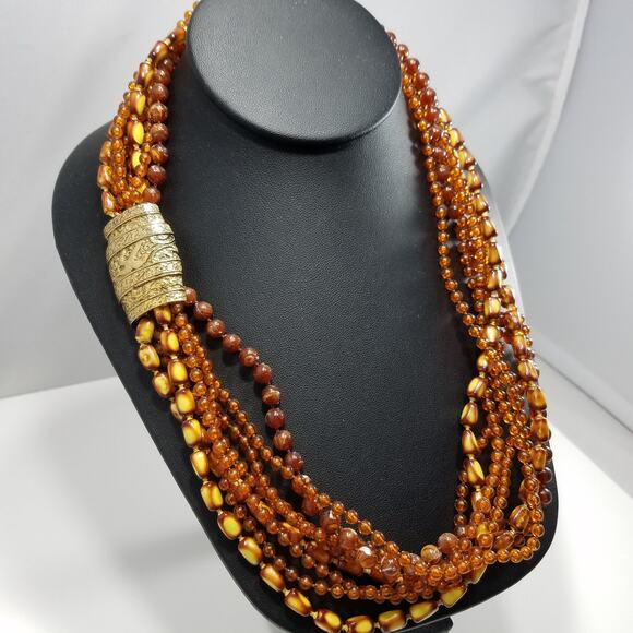 Vintage Selini Lucite Multi-strand Necklace, Decorative Clasp, 1960s Jewelry - Picture 2 of 10